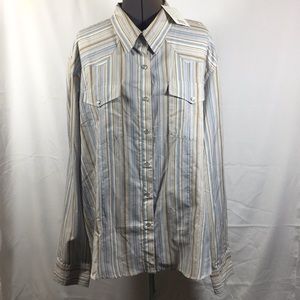 Real Work Wear Shirt Men Size 3X  Blue & Tan Stripe